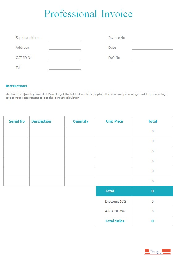 Free Professional Invoice Template PSD template